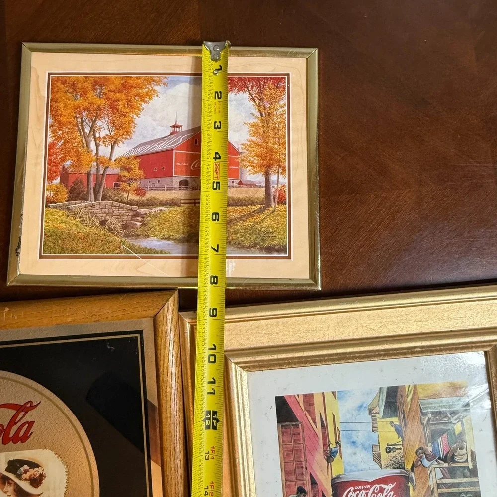 Vintage‎ Coca Cola Wall Decor Lot of 3 Framed Retro Art Set